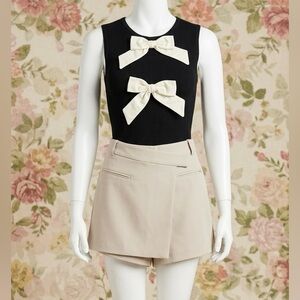 Nordstrom Open Edit The Icon Wrap Front Skort In Beige Pumice NWOT